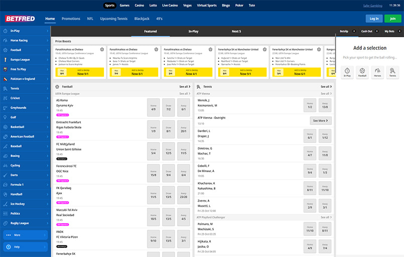 The Betfred sports betting homepage