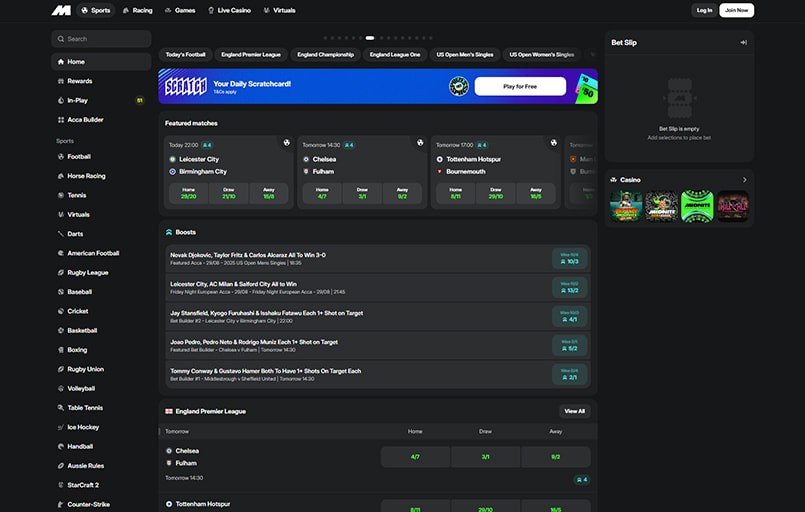 The Midnite sports betting homepage