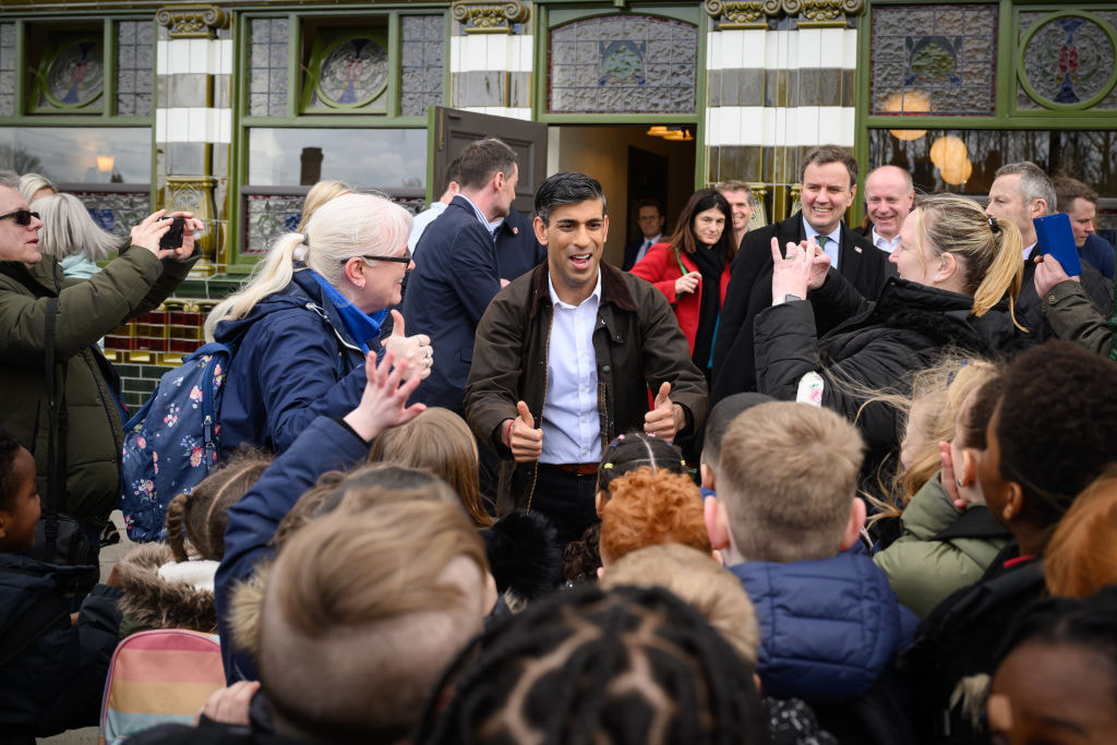 Rishi Sunak meets potential voters during a Conservative Party campaign visit to Dudley. 