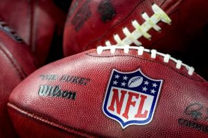 An NFL ball in close-up.